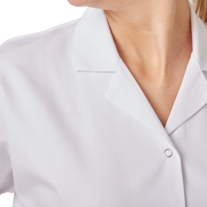 Blouse femme P/C blanc MC pressions