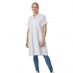 Blouse femme P/C blanc MC pressions