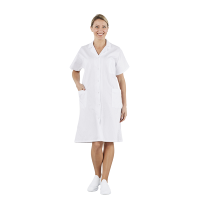 Blouse femme P/C blanc MC pressions