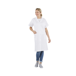 Blouse femme P/C blanc MC pressions